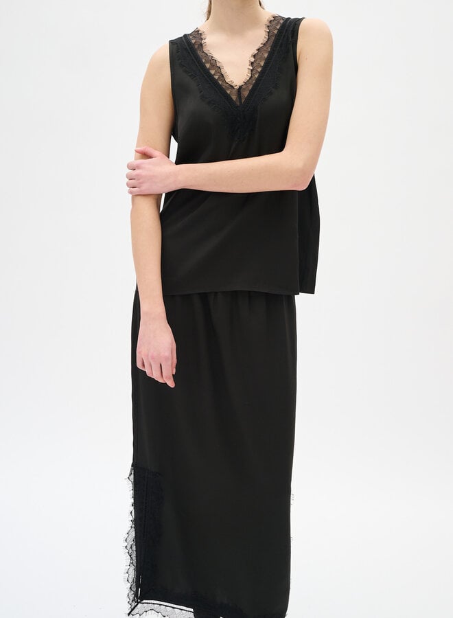 Jupe midi InWear Danica à dentelle au bas noire