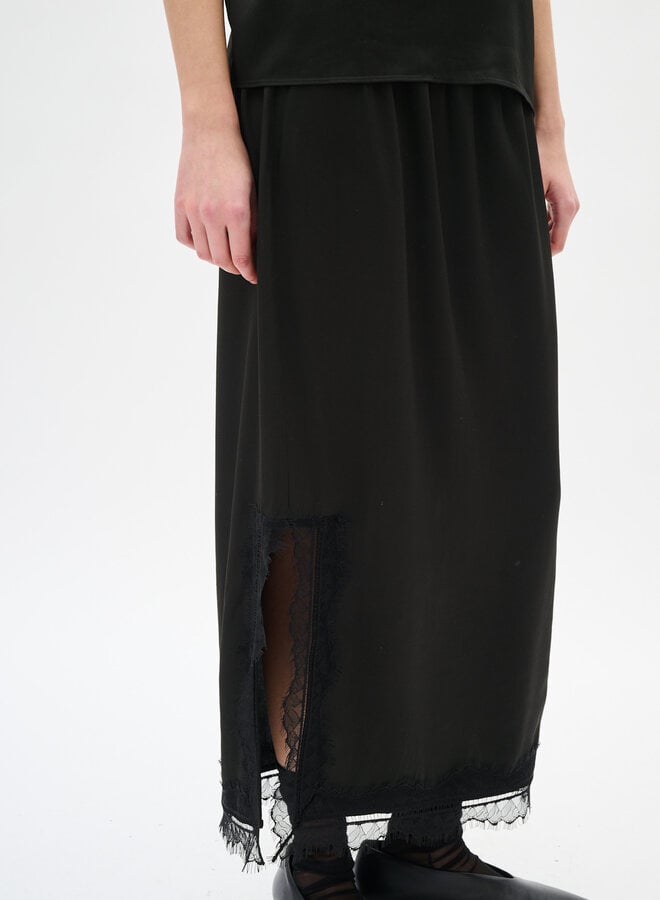 Jupe midi InWear Danica à dentelle au bas noire