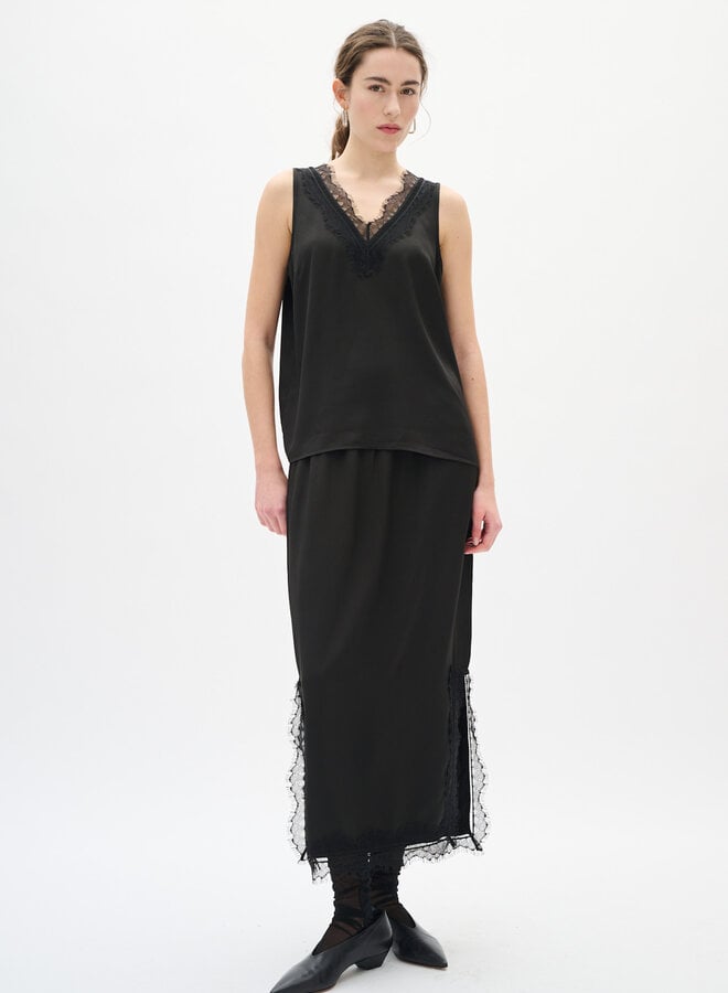 Jupe midi InWear Danica à dentelle au bas noire