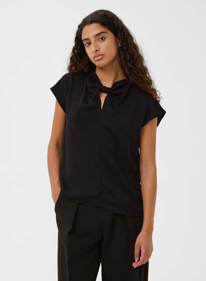 Haut InWear Danni satinée avec noeud au cou noir