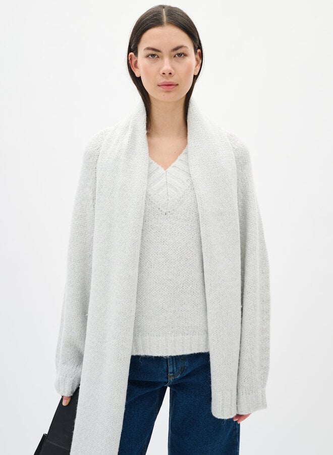 Tricot InWear Troa à col V ivoire avec lurex argent