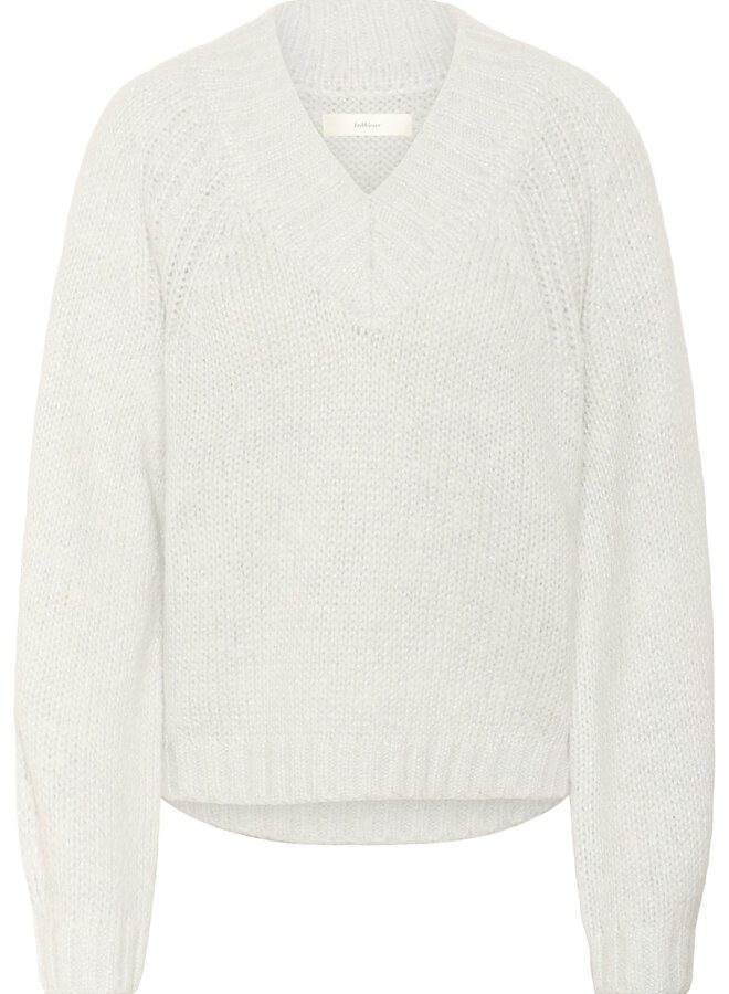Tricot InWear Troa à col V ivoire avec lurex argent