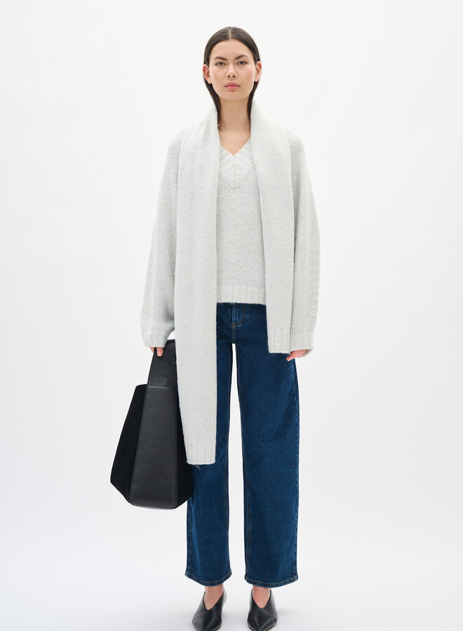 Tricot InWear Troa à col V ivoire avec lurex argent