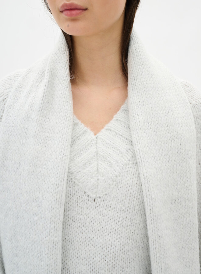 Tricot InWear Troa à col V ivoire avec lurex argent