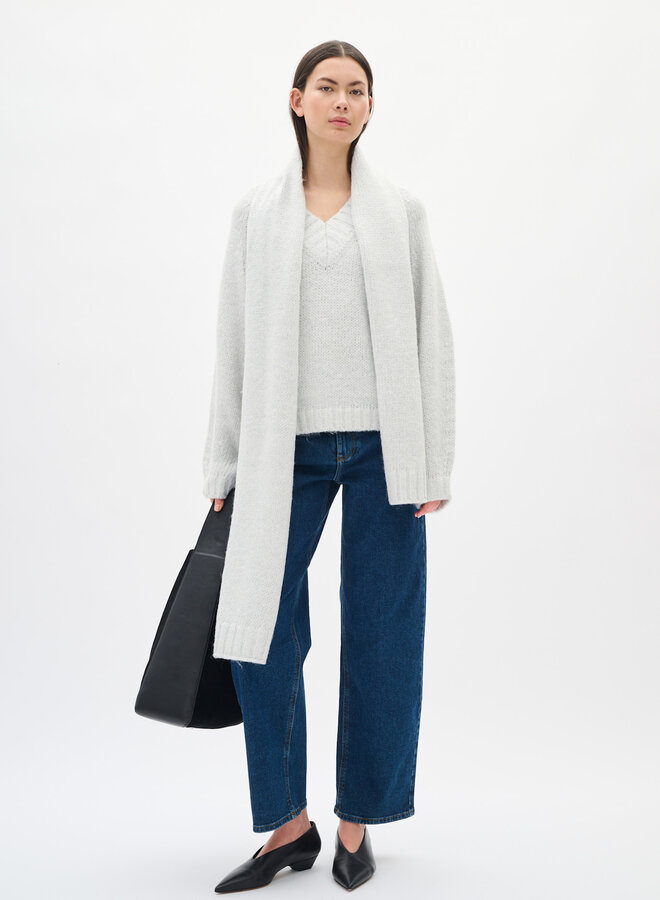 Tricot InWear Troa à col V ivoire avec lurex argent