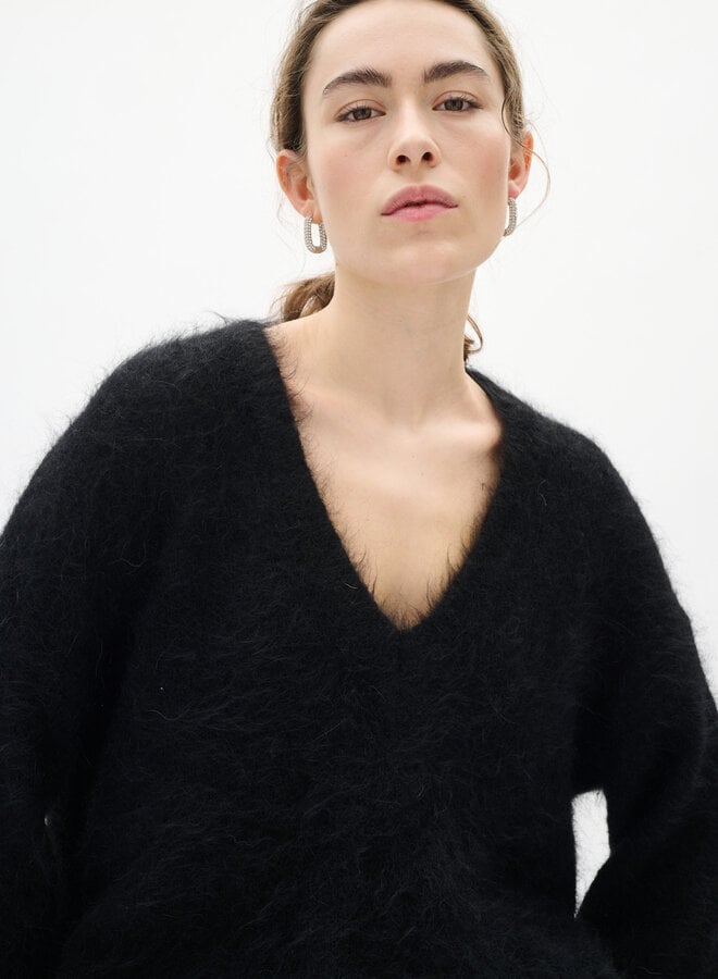 Tricot InWear Tello à col V en alpaga noir