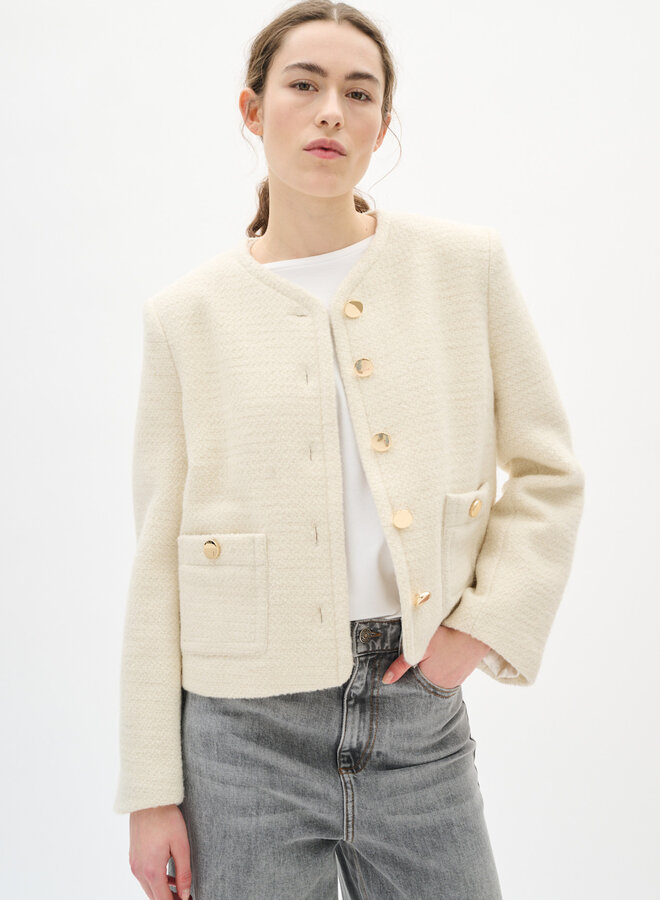 Jacket InWear Zeenia à boutons dorés et tweed ivoire