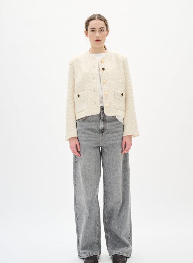 Jacket InWear Zeenia à boutons dorés et tweed ivoire