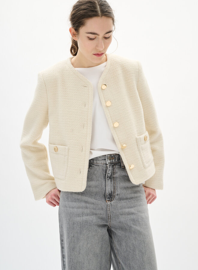 Jacket InWear Zeenia à boutons dorés et tweed ivoire