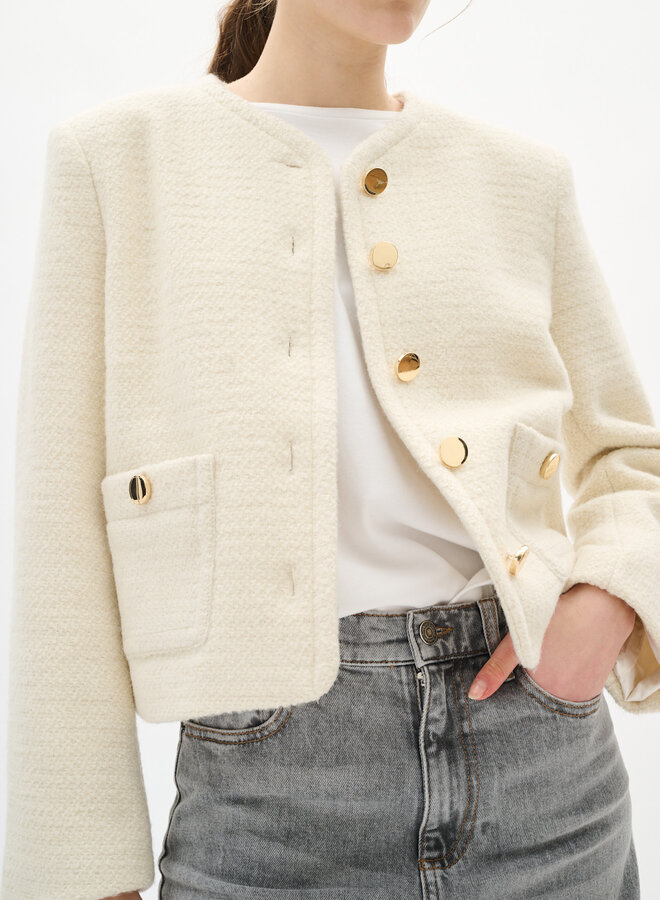 Jacket InWear Zeenia à boutons dorés et tweed ivoire