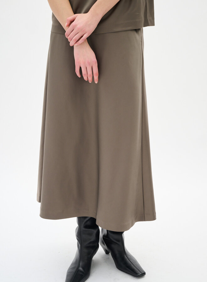 Jupe midi InWear Zilky satinée gris sable