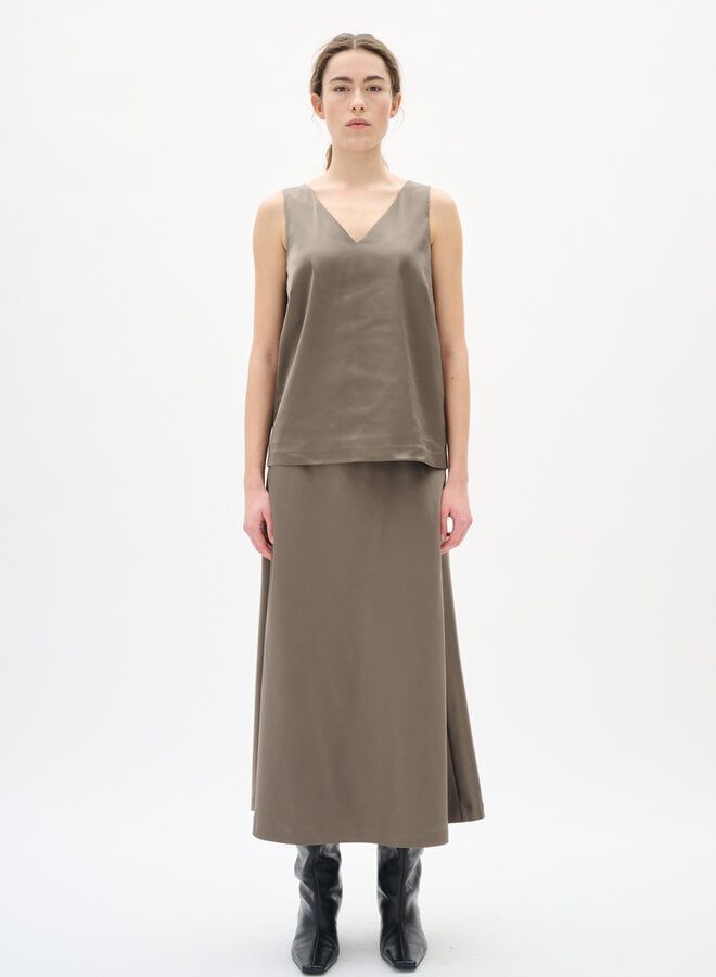 Jupe midi InWear Zilky satinée gris sable