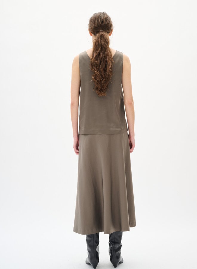 Jupe midi InWear Zilky satinée gris sable