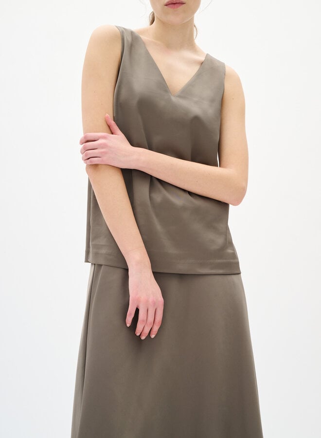 Jupe midi InWear Zilky satinée gris sable