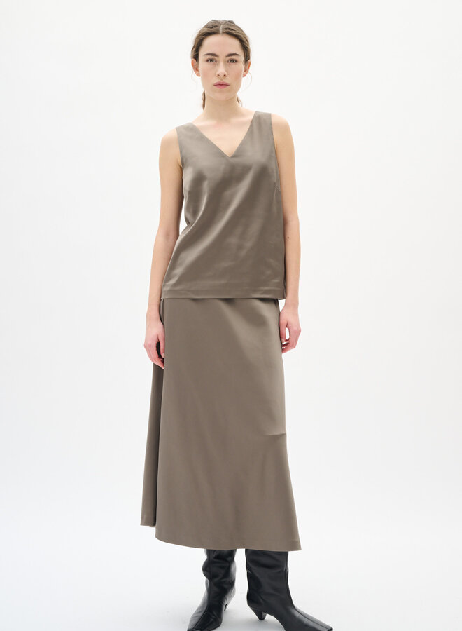 Jupe midi InWear Zilky satinée gris sable