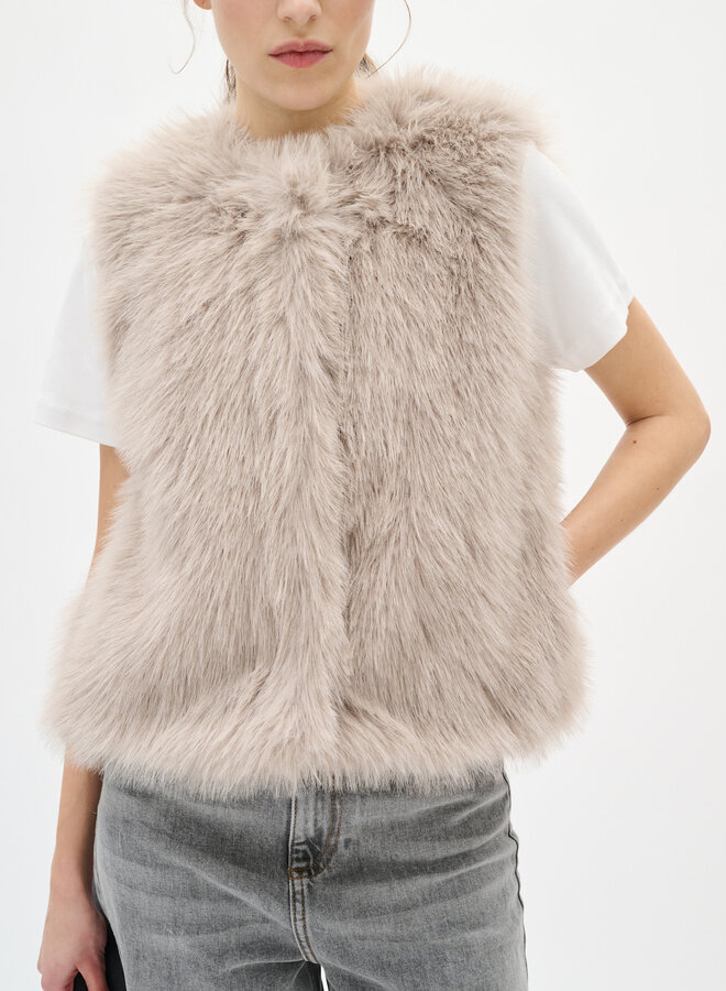 Veste InWear Zariah sans manches poilue beige argile