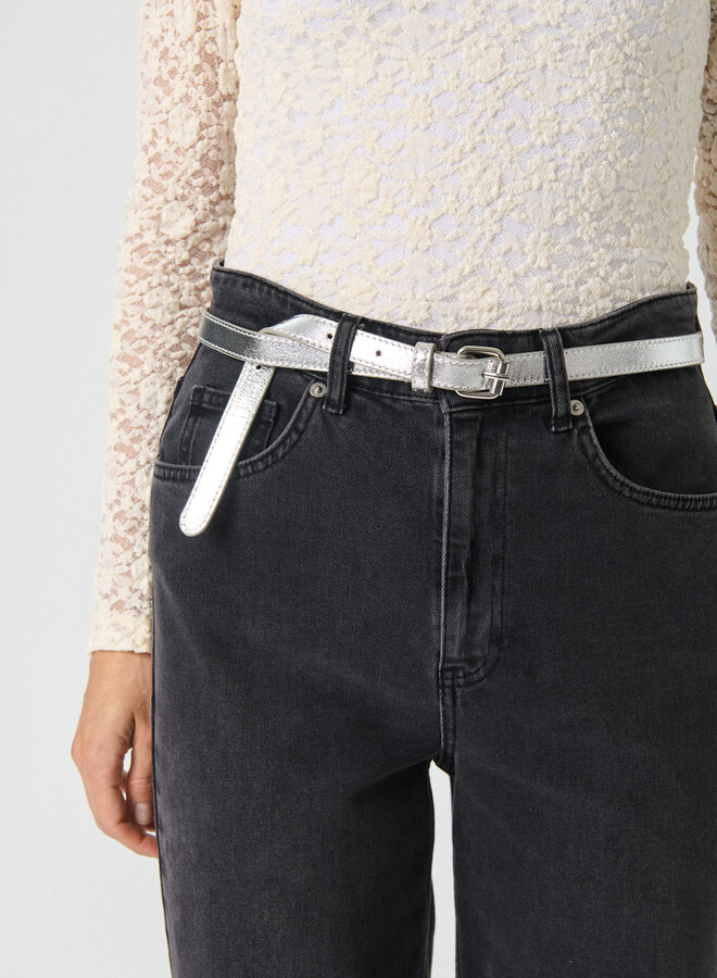 Ceinture étroite Part Two Nacimo en cuir argent