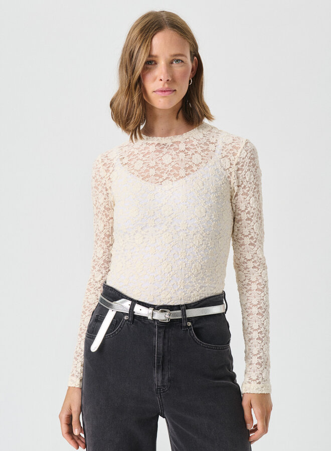 Ceinture étroite Part Two Nacimo en cuir argent