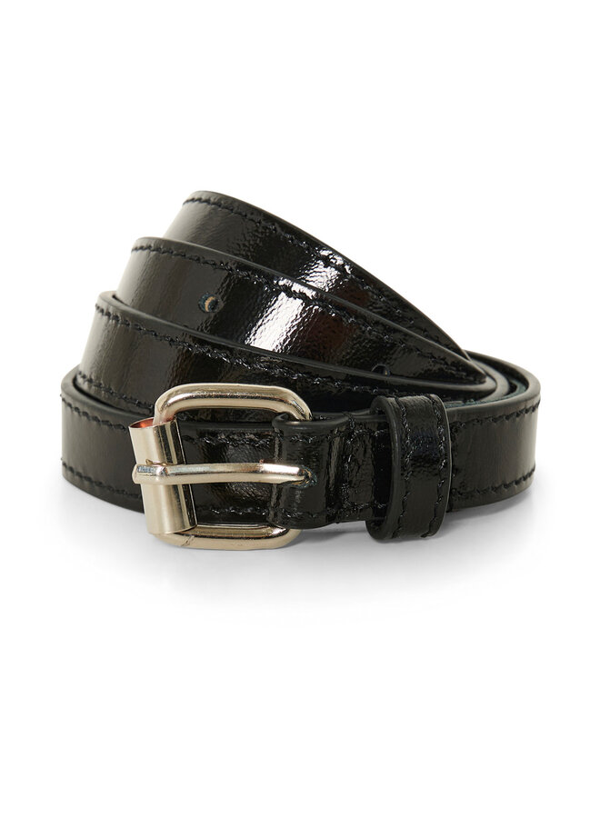 Ceinture étroite Part Two Nacimo en cuir brillant noire