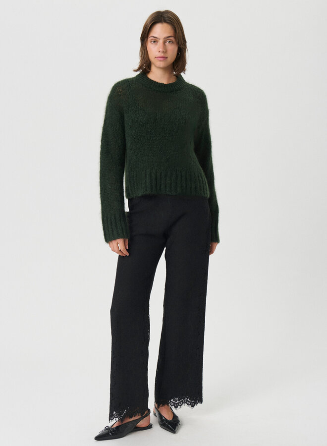 Tricot Part Two Sille en mohair vert forêt