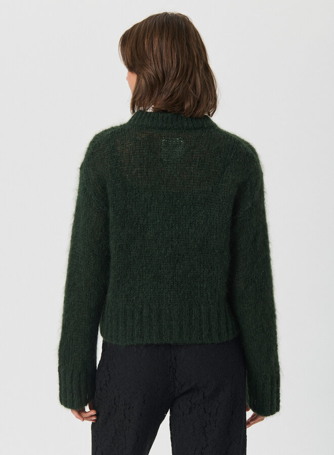 Tricot Part Two Sille en mohair vert forêt