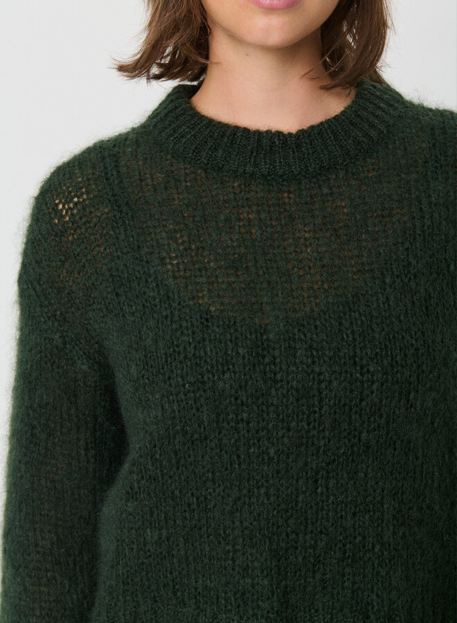 Tricot Part Two Sille en mohair vert forêt