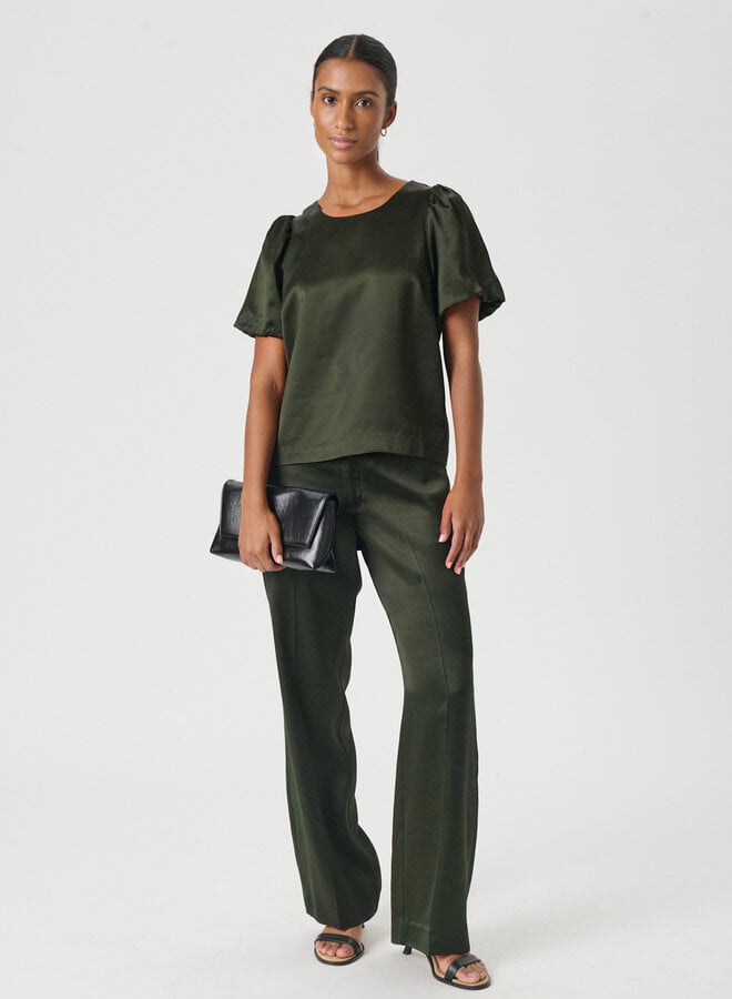 Pantalon Part Two Uma satiné vert forêt