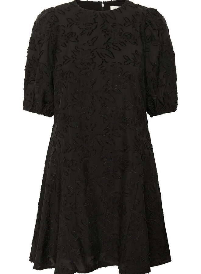 Robe Part Two Vilhelmina à feuilles texturées noire