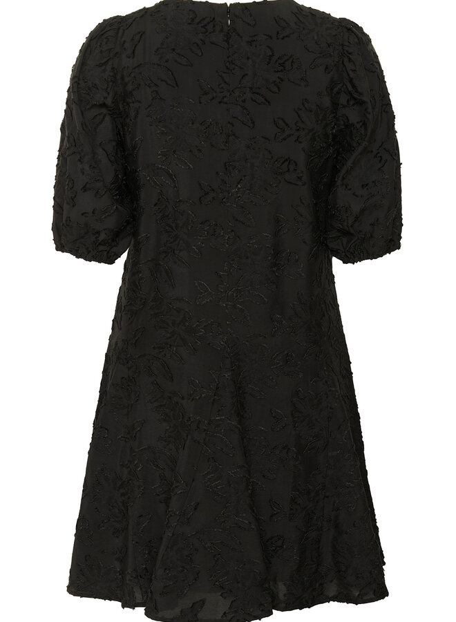 Robe Part Two Vilhelmina à feuilles texturées noire