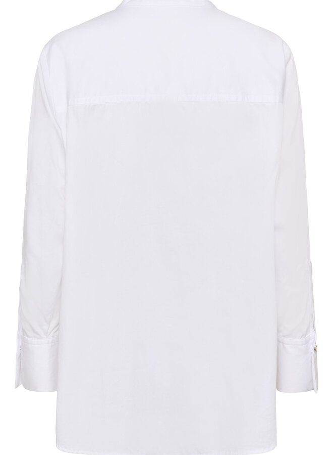 Blouse Part Two Vildana à col rond avec boutons cristaux blanche