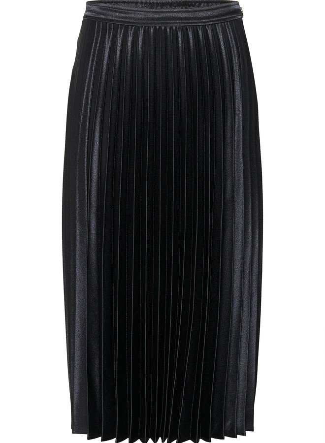 Jupe midi Part Two Violetta à plis satinée bleu nuit