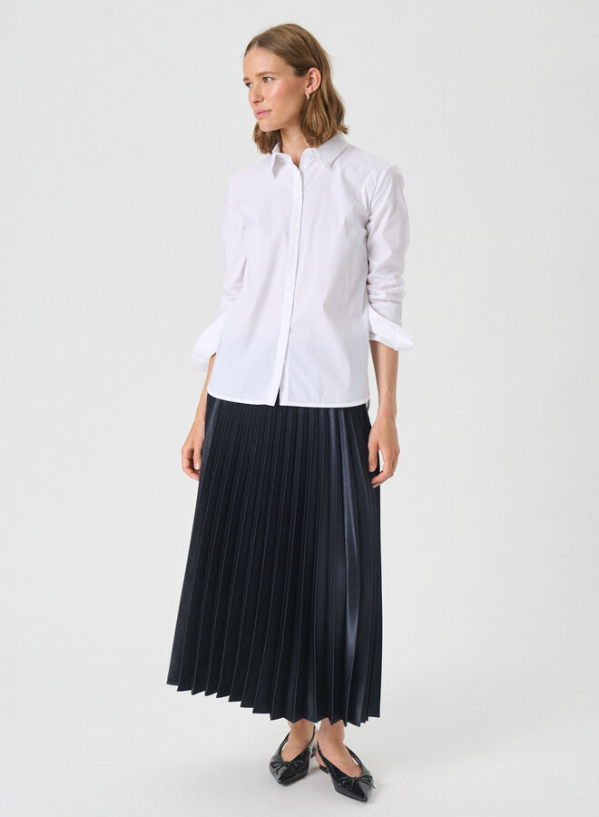 Jupe midi Part Two à plis satinée bleu nuit