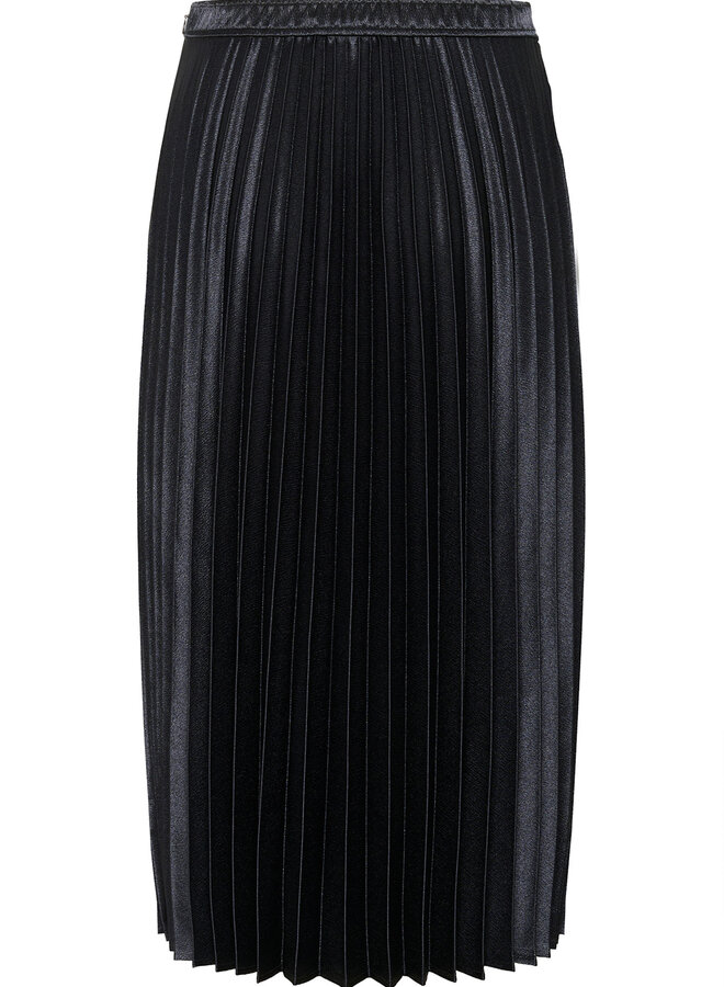 Jupe midi Part Two à plis satinée bleu nuit