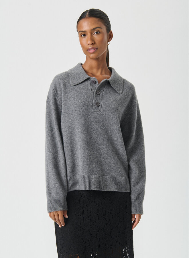 Tricot Part Two Vinkela à col polo gris