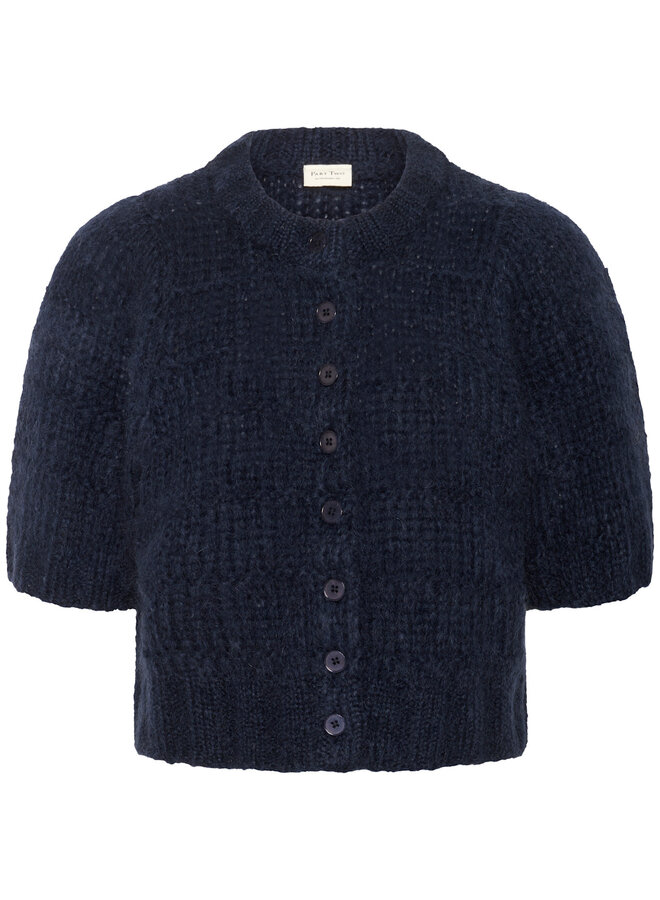Cardigan Part Two Verona à manches courtes en mohair bleu nuit