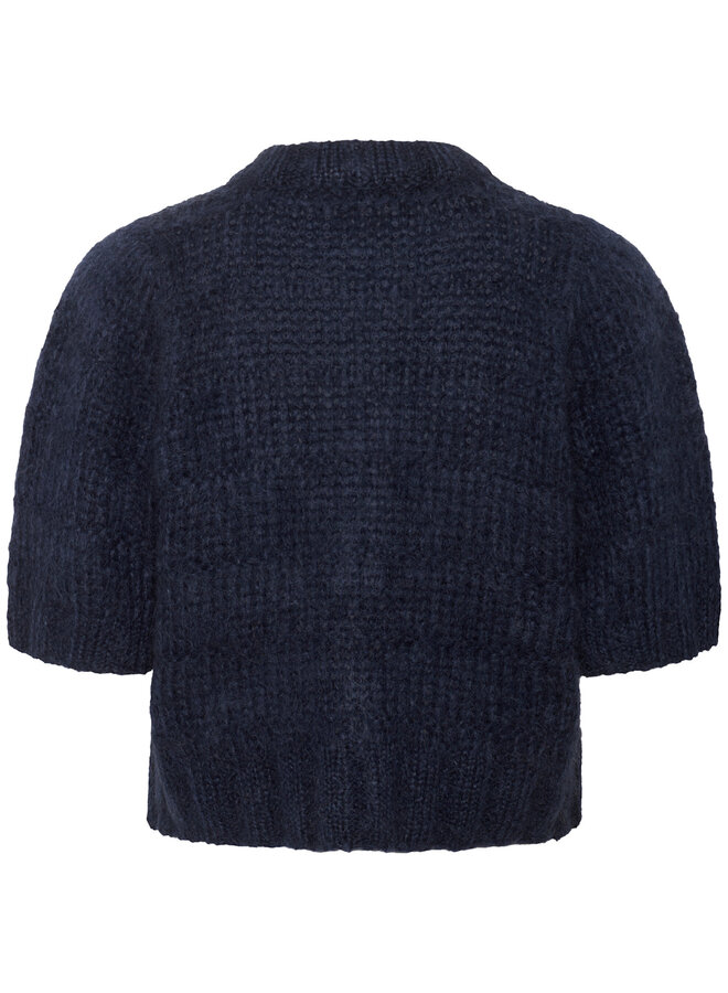 Cardigan Part Two Verona à manches courtes en mohair bleu nuit