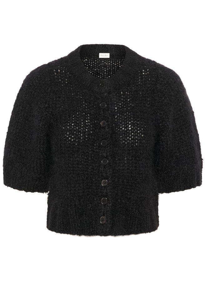 Cardigan Part Two Verona à manches courtes en mohair noir