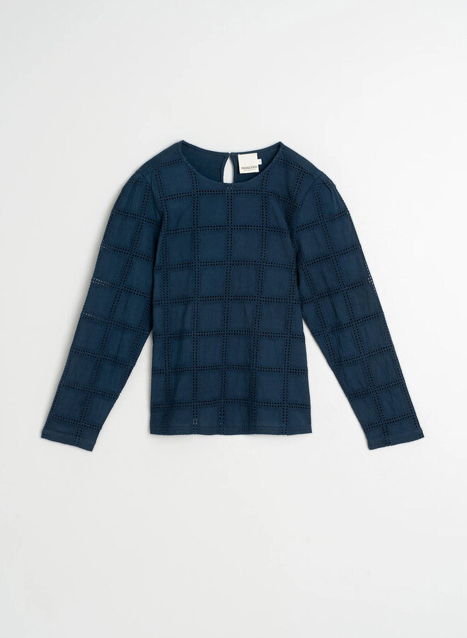 Blouse Indi & Cold bi-matière à crochet bleu marine