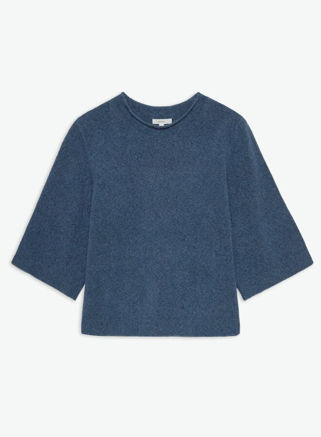 Tricot Yerse Nina à col rouleau bleu océan