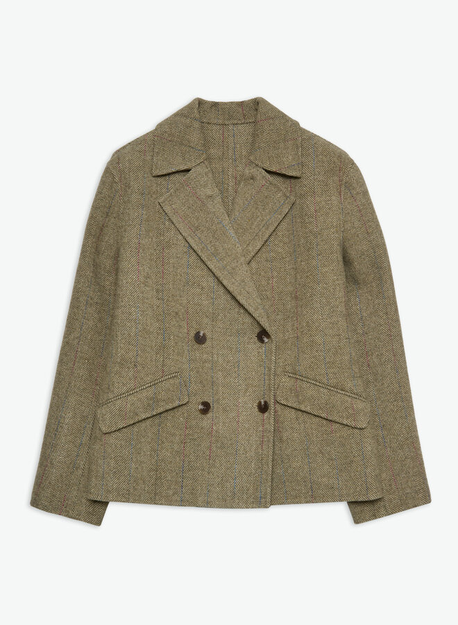 Manteau Yerse Henry Prince-de-Galles vert olive multi
