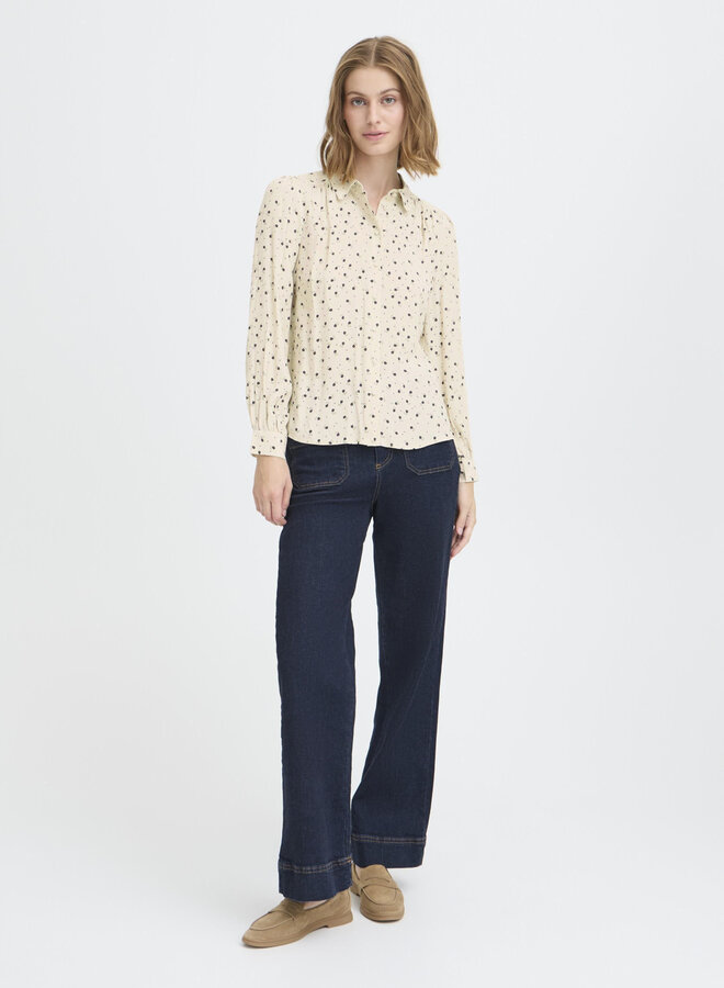 Blouse Atelier Rêve Noella écrue fleurie bleu & vert