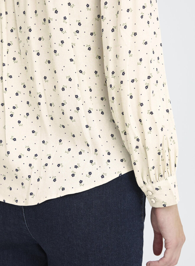 Blouse Atelier Rêve Noella écrue fleurie bleu & vert