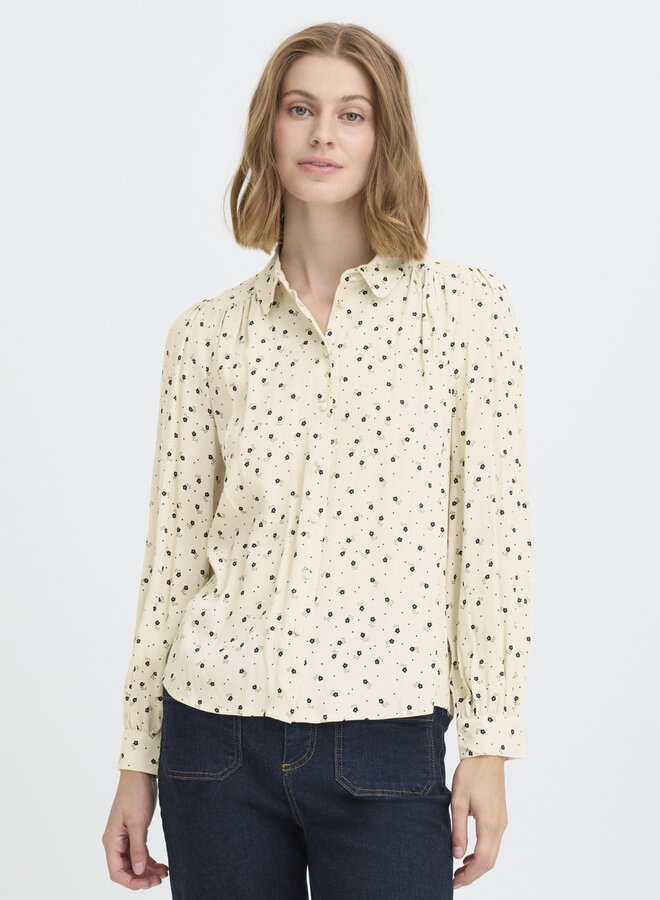 Blouse Atelier Rêve Noella écrue fleurie bleu & vert
