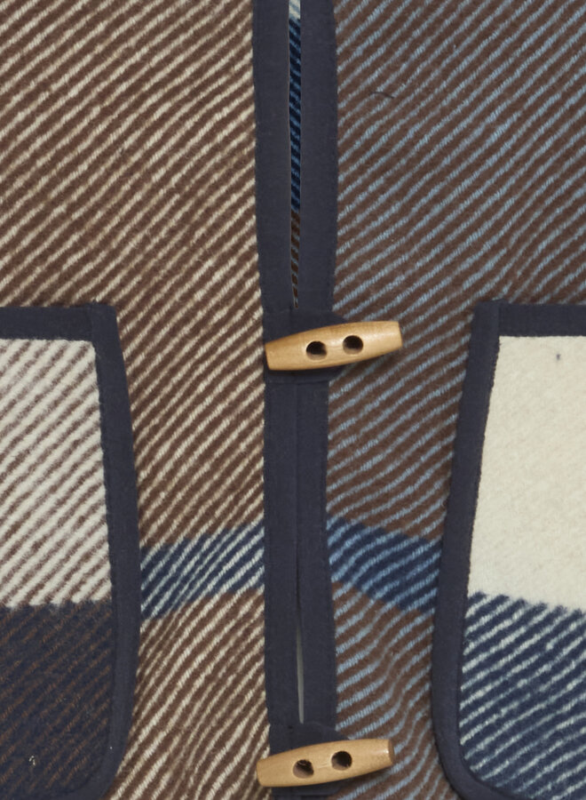 Veste Atelier Rêve Luna sans manches à franges & carreaux bleue multi