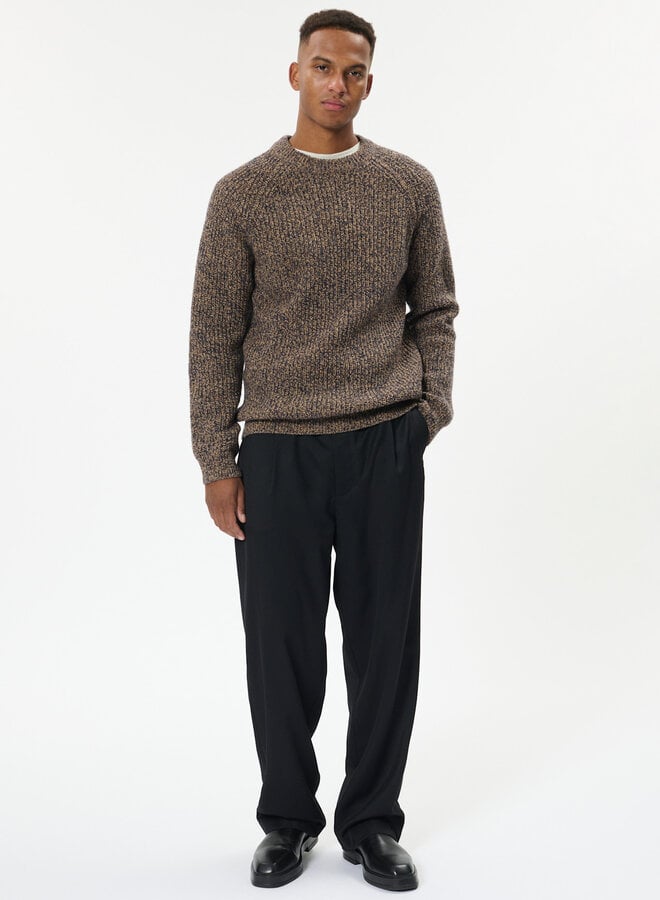 Tricot Matinique Jobo Heritage chiné bleu marine & beige camel