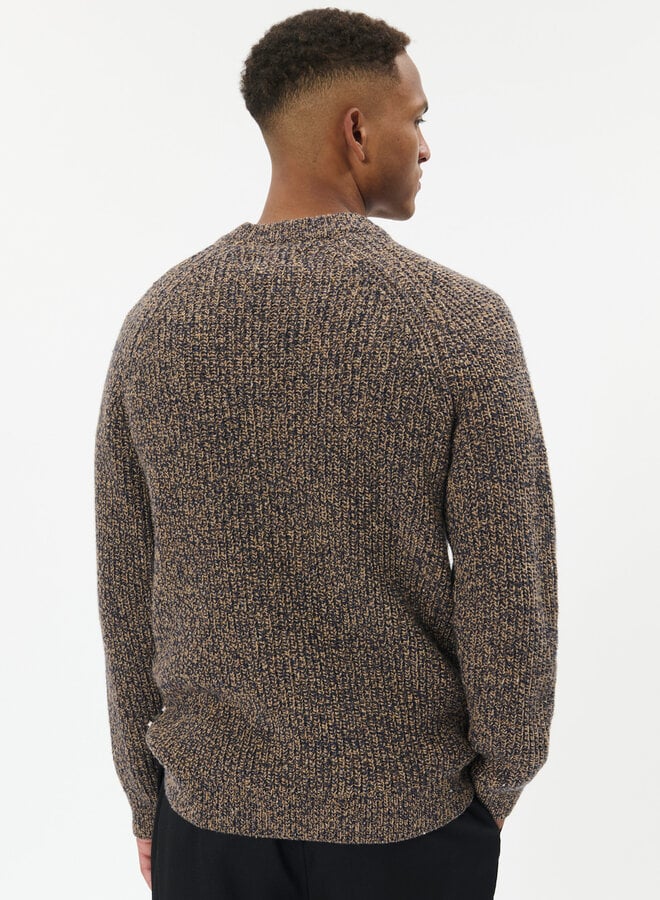 Tricot Matinique Jobo Heritage chiné bleu marine & beige camel