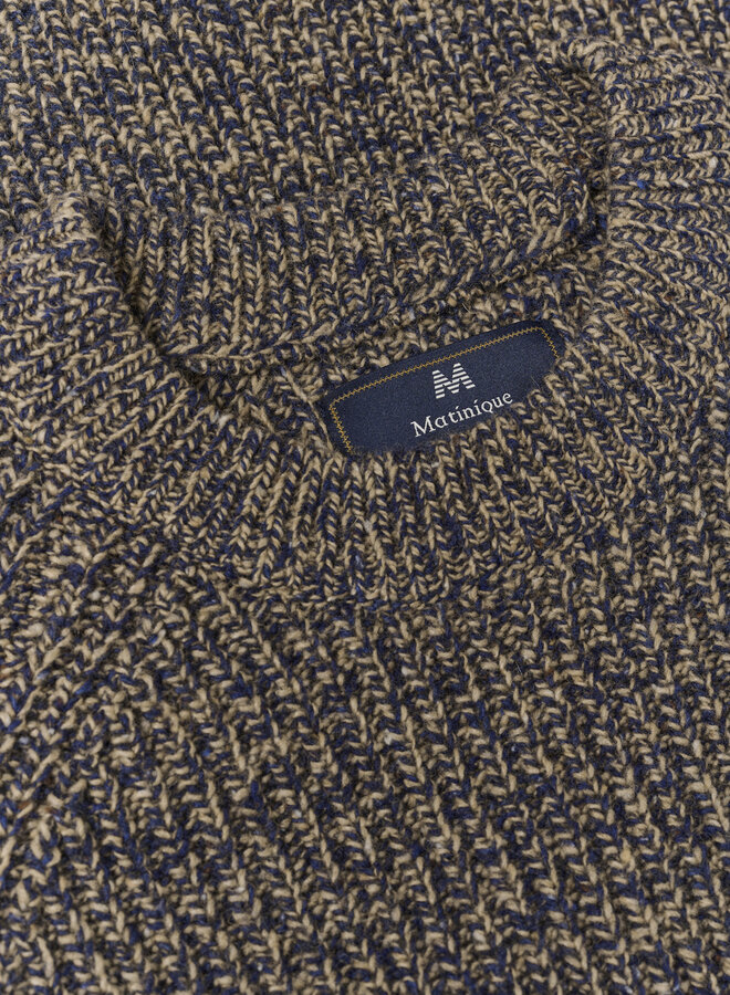 Tricot Matinique Jobo Heritage chiné bleu marine & beige camel