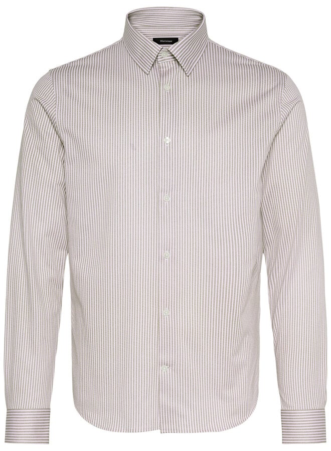 Chemise Matinique Trostol blanche à rayures tissées beige camel