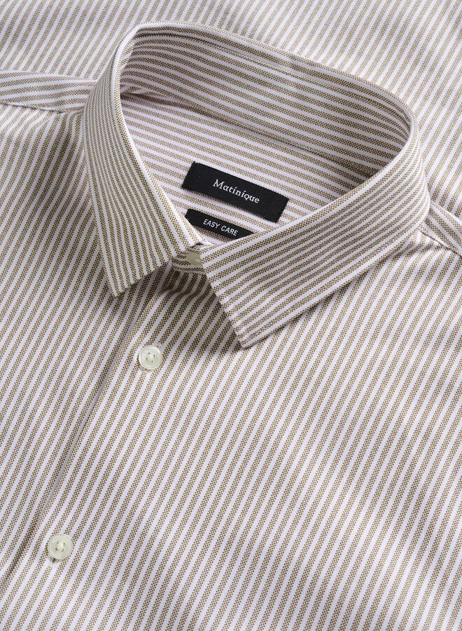 Chemise Matinique Trostol blanche à rayures tissées beige camel