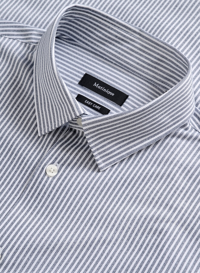 Chemise Matinique Trostol blanche à rayures tissées bleues grises